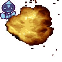 a pixel art drawing of a cartoon character with a question mark on his face