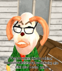 a cartoon character with horns and glasses says ten moment kiedy robisz nieapowiedziana kankowke ale nikt nie dostar paly