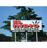 a sign that says el indio volquetes in red and black