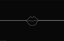 a line drawing of a woman 's mouth on a black background