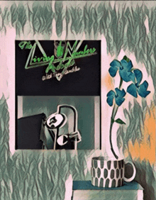 a poster for the living nombles shows a plant and a cup