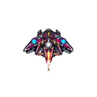 a pixel art drawing of a jet with a flame coming out of it