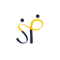 a logo for a company called sp has a yellow s and a black s