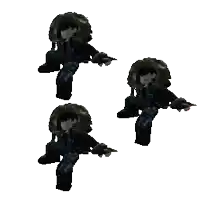 three animated images of a person wearing a furry hooded jacket
