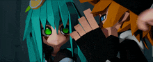 a cartoon character with green eyes and orange hair