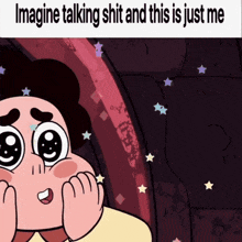 a cartoon character with the words imagine talking shit and this is just me on the bottom