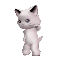 a white cat with black ears and blue eyes is standing on a white background