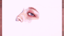 a person is drawing a woman 's face with a brush