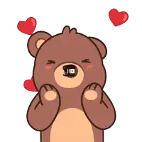 a cartoon of a teddy bear with hearts coming out of its eyes