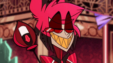 a close up of a cartoon character with a huge smile on his face
