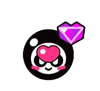 a black circle with a purple circle in the middle and a purple triangle in the corner .