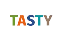the word tasty is displayed in different colors