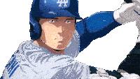 a drawing of a baseball player wearing a dodgers jersey