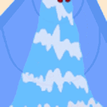 a cartoon of a red cat hanging upside down on a water slide