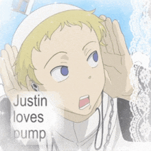 justin loves pump is written on a picture of a man