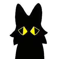 a black cat with yellow eyes is looking at the camera