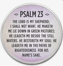 psalm 23 is written on a silver coin