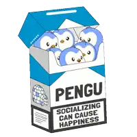 a box of penguin cigarettes with penguins inside of it