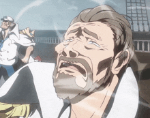 a cartoon of a man with a beard wearing a hat that says sd