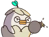 a cartoon drawing of a bird holding a brush