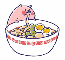 hungry piggy noodles eating