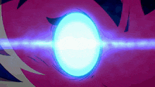 a blue light is coming out of a pink circle