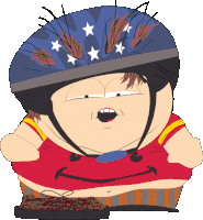 a cartoon character wearing a helmet with stars and stripes on it