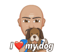 bald man dog pet love my dog dog lover