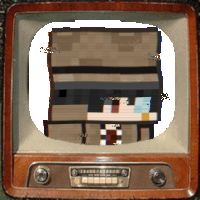 a pixelated image of a person 's head is displayed on a television screen