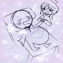 a drawing of a person laying on a bed with snow falling around them