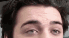 a close up of a man 's eyes and forehead