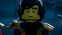 a close up of a lego ninjago character with a sword