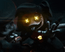 a cartoon character with x 's on his eyes and a skull on his chest .