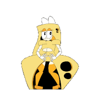 a cartoon drawing of a woman in a yellow dress
