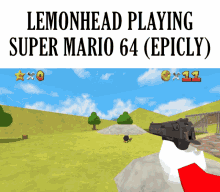 Gun Mario Lemonhead GIF - Gun Mario Lemonhead Super Mario64 GIFs