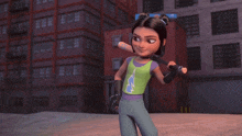 a girl holding a bat with a lightning bolt on her shirt