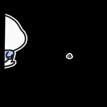 a cartoon character with a blue scarf around his neck is standing next to a small circle .