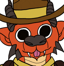 a cartoon of a dragon wearing a cowboy hat and scarf