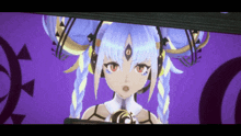 a video game character with blue hair and headphones on