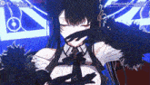a girl covering her face with her hand in a video game called requiem for love3d