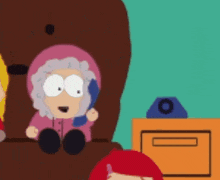 a cartoon character is talking on a phone