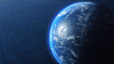a view of the earth from space with the sun shining on it