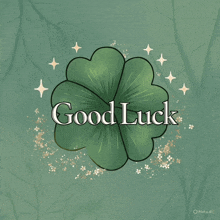 a drawing of a clover with the words good luck written on it