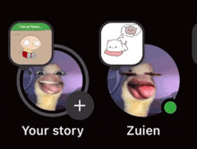 a picture of a duck and a picture of a cat with the words your story and zuien