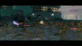 a video game scene with a bunch of robots fighting