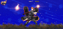 a video game screen shows a character shooting a rocket and says turn 7 in the upper right corner