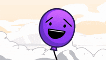 a purple balloon is smiling next to a brown object
