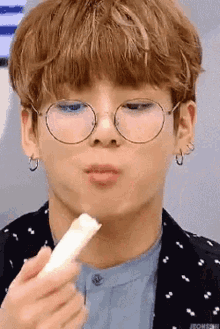Eating Glasses GIF - Eating Glasses Jeon Jungkook GIFs