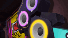 a cartoon illustration of a speaker with a sign that says ' n.e.b. ' on it