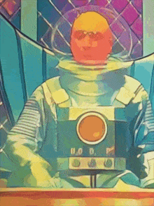 a cartoon drawing of a man in a space suit with the number 10 on his chest
